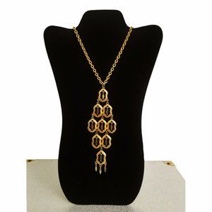 Vtg 70s Chandelier Pendant Necklace